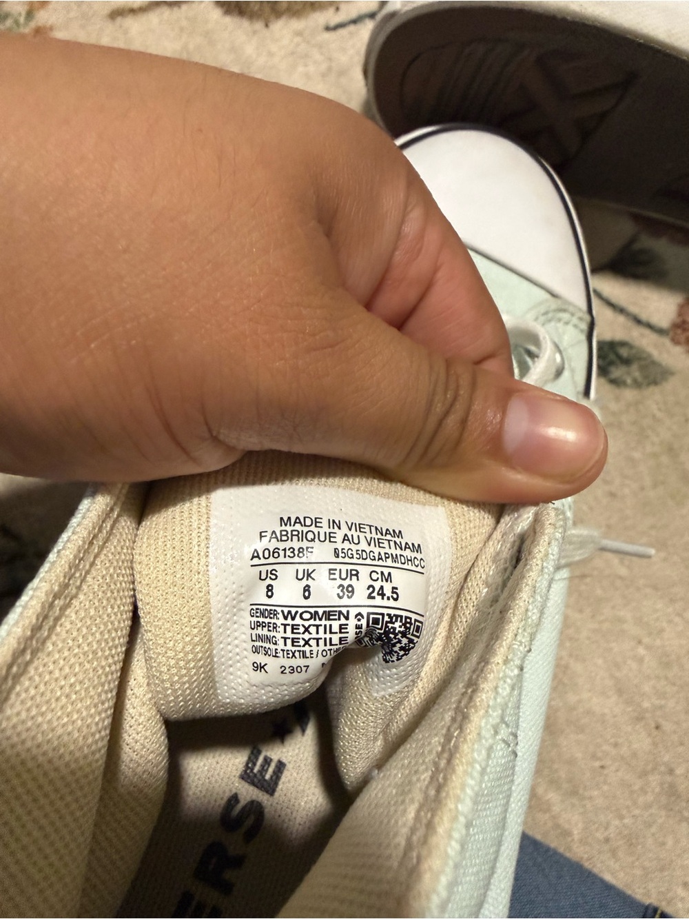 Converse High Top Sneakers - Mint Green and White size 8 - Picture 6 of 7